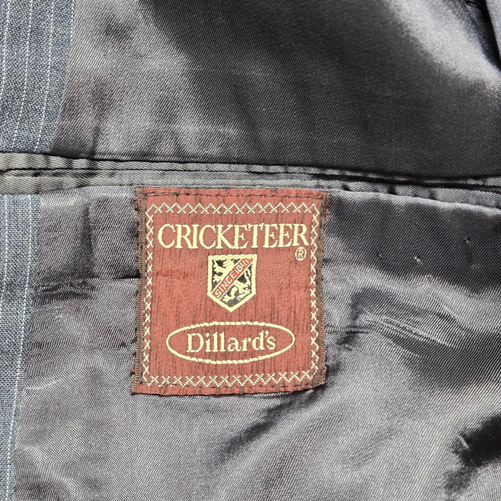 Vintage Cricketeer Mens 2 Piece Suit Jacket Blue Striped Wool 42R Regular Notch Lapel Two-Button Front Single-Breasted Formal Business Size 42R - 3 Thumbnail