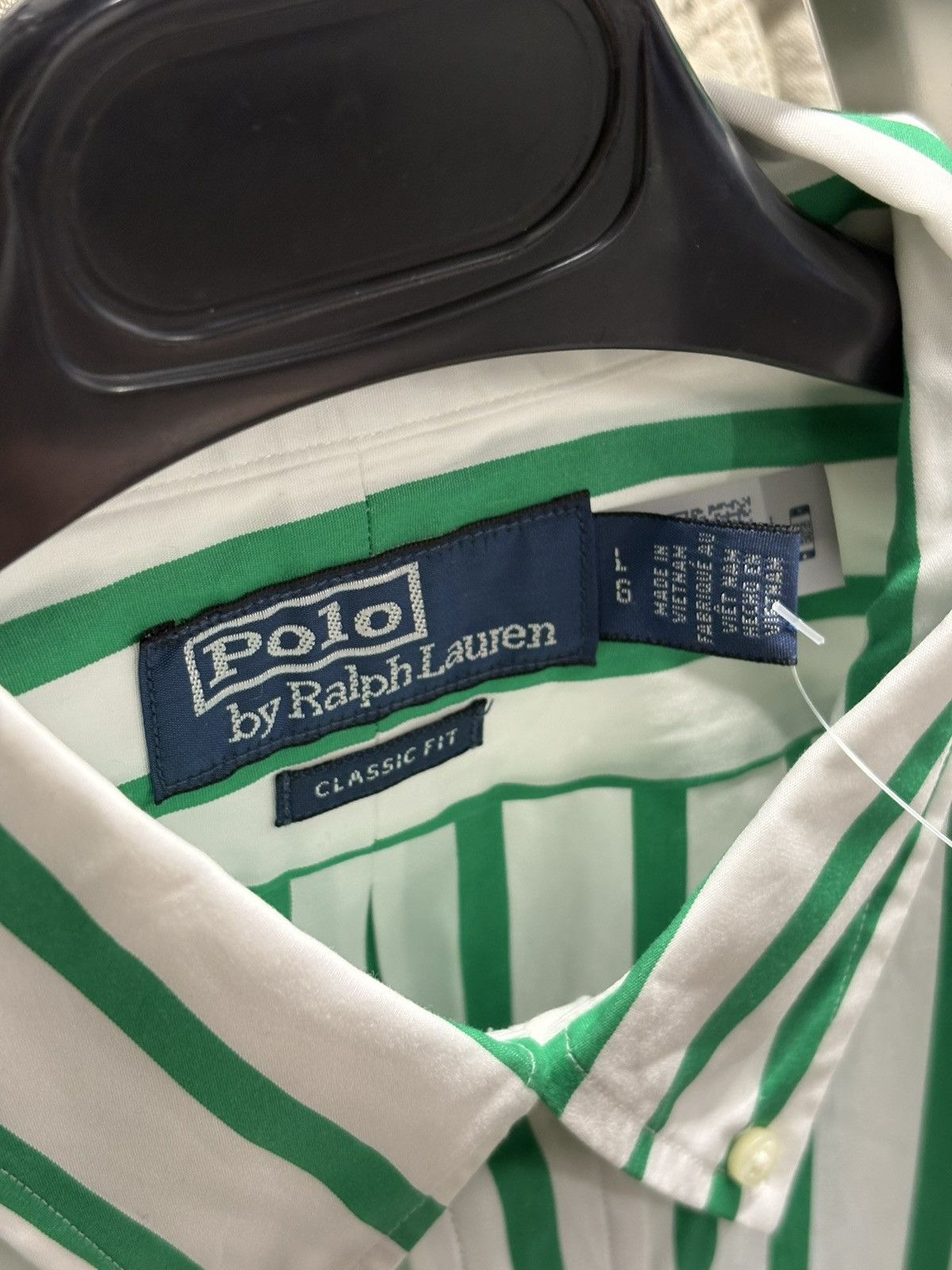 Polo Ralph Lauren White & Green Striped Summer Shirt Ralph Lauren Men’s L New Size US L / EU 52-54 / 3 - 5 Thumbnail