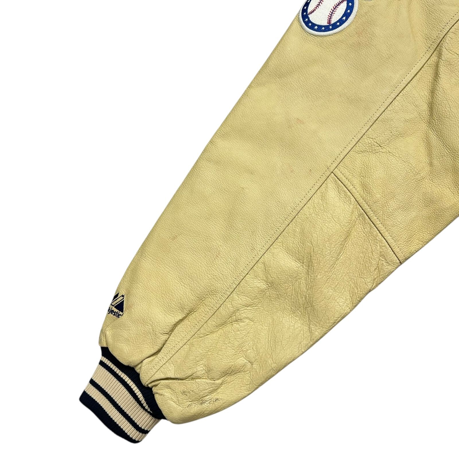 90s CLEVELAND INDIANS MAJESTIC VARSITY JACKET LEATHER WOOL