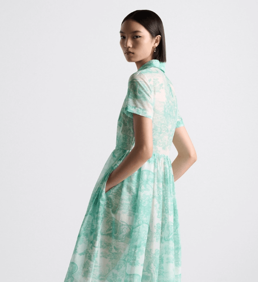 Dior o1w1db10925 441R81 Mid-Length Shirtdress in White/Aquamarina Size S / US 4 / IT 40 - 6 Thumbnail