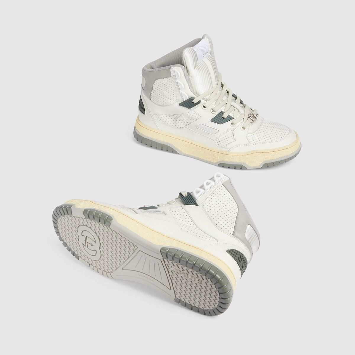 Gucci oc11z1025 High Top Distressed Effect Sneakers in White/Grey Size US 6.5 / IT 36.5 - 7 Thumbnail
