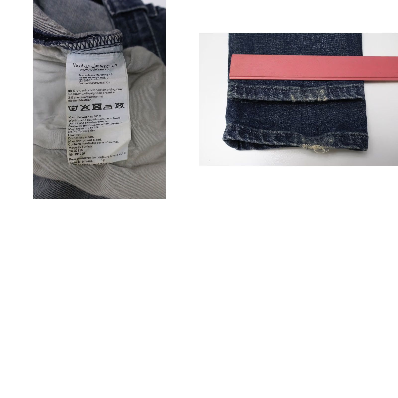 Vintage NUDIE Skinny Lin Navy Lightning Jeans Men's W29/L32 Blue Faded Whiskered Zip Fly Size US 29 - 8 Thumbnail