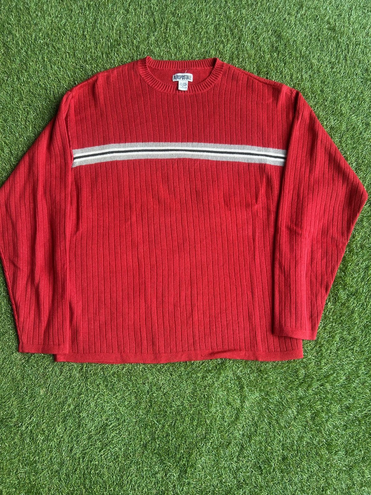 Aeropostale Vintage Aeropostale Red Rib Knit Sweater Size XL Size US XL / EU 56 / 4 - 1 Thumbnail