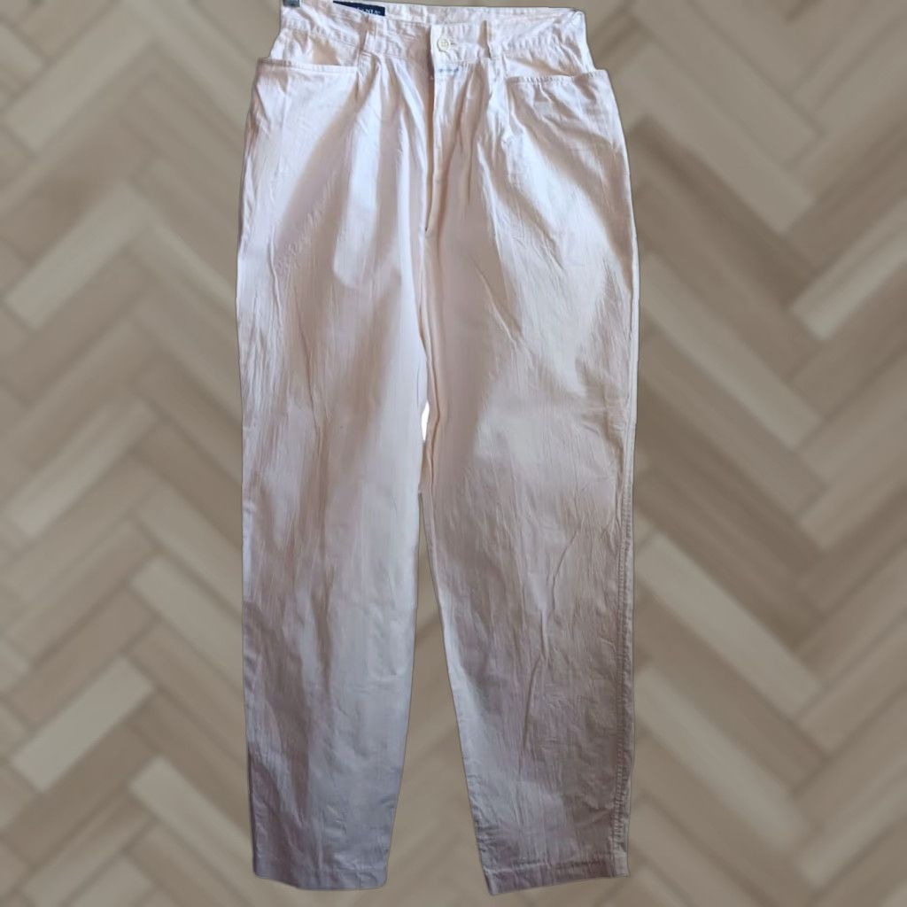 VINTAGE 1980s Brittania Women's High Waisted Cotton Jeans 26x28 White Boho