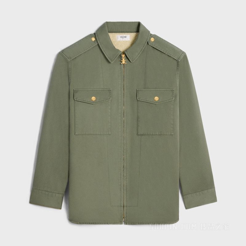 overshirt in technical cotton khaki