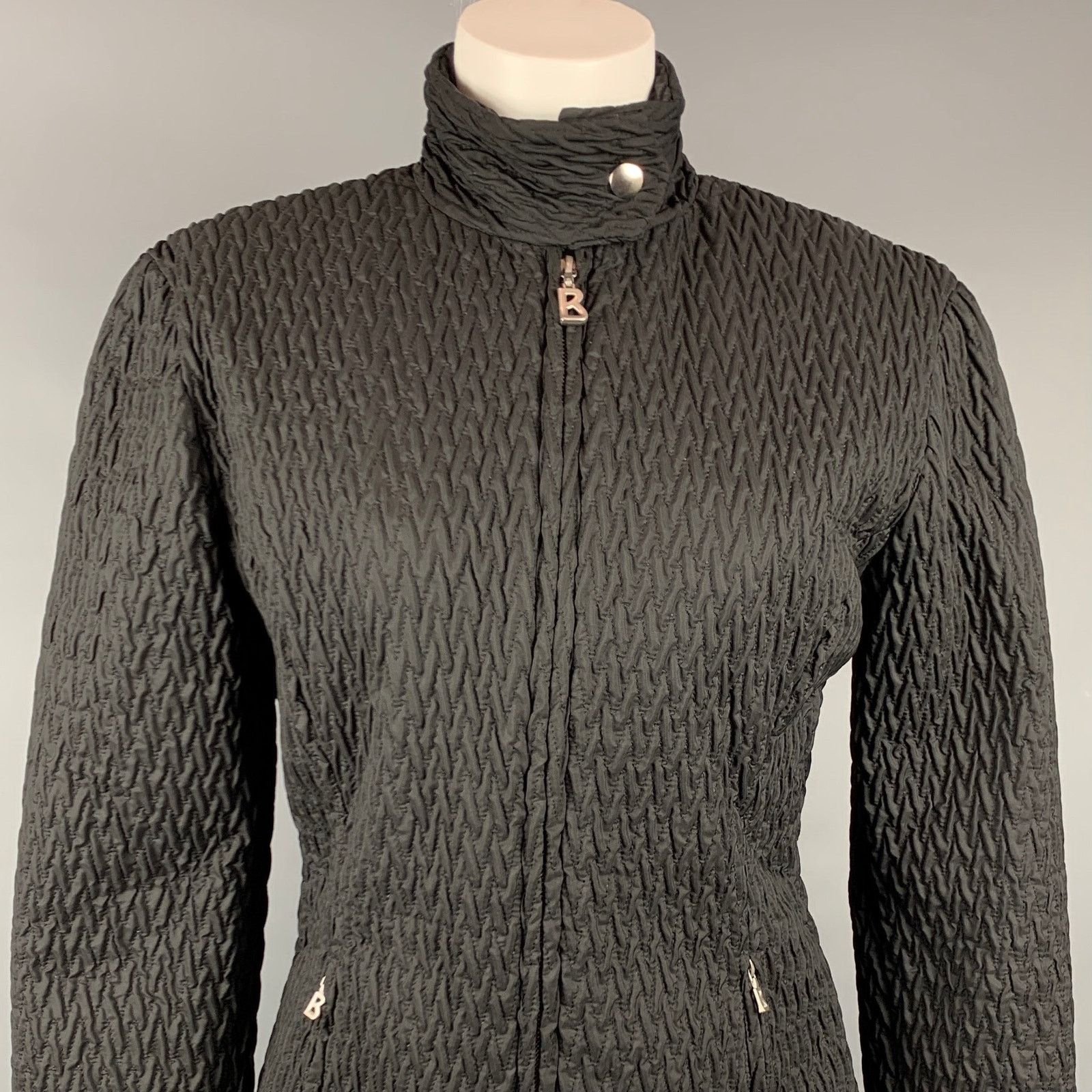 Bogner BOGNER Size 6 Black Quilted Textured Nylon Jacket Size M / US 6-8 / IT 42-44 - 2 Thumbnail