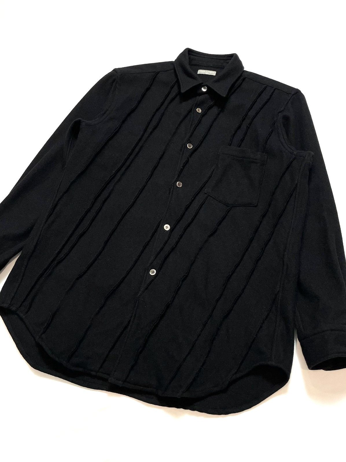 Comme des Garcons Homme A/W 2000 COMME des GARCONS HOMME Diagonal Cut Wool Shirt Size US M / EU 48-50 / 2 - 2 Thumbnail