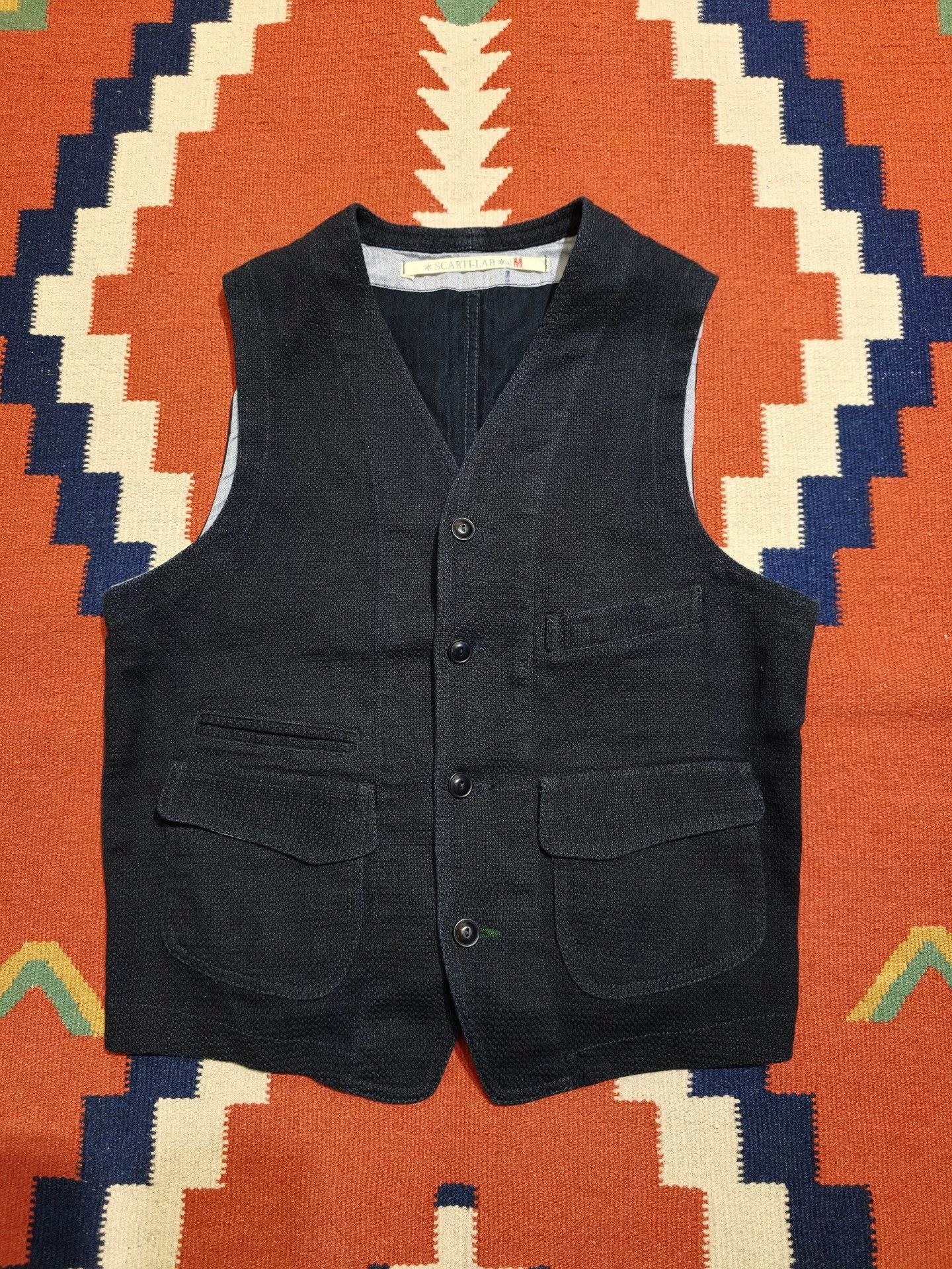 Scarti-Lab Italian Made Classic Blue Dyed Vest Size US M / EU 48-50 / 2 - 1 Thumbnail