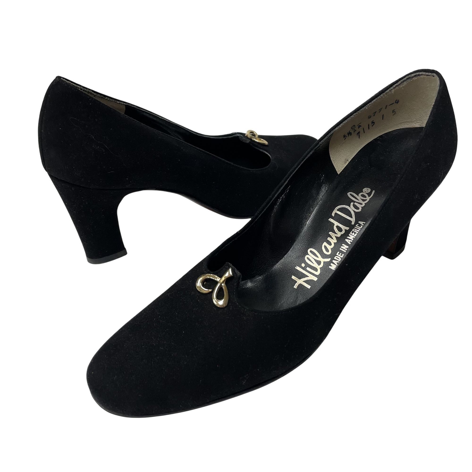 Other Vtg Hill & Dale Suede Leather Pumps Medallion High Heels Size US 5.5 / IT 35.5 - 2 Thumbnail