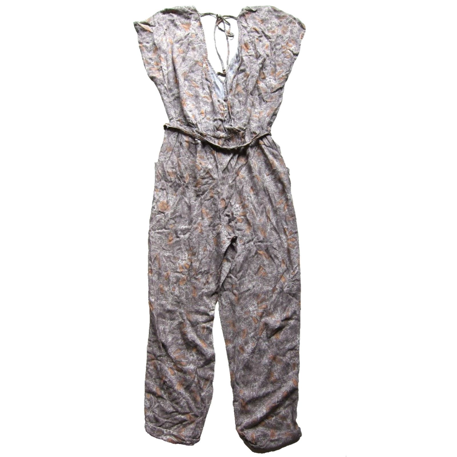 Free People Free People Jumpsuit One-Piece XS Gray Floral Pockets Women Size 26" / US 2 / IT 38 - 2 Thumbnail