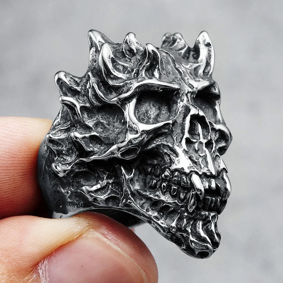 Jewelry Demon Skull Ring Streetwear Jewelry Fashion Gift Size ONE SIZE - 4 Thumbnail