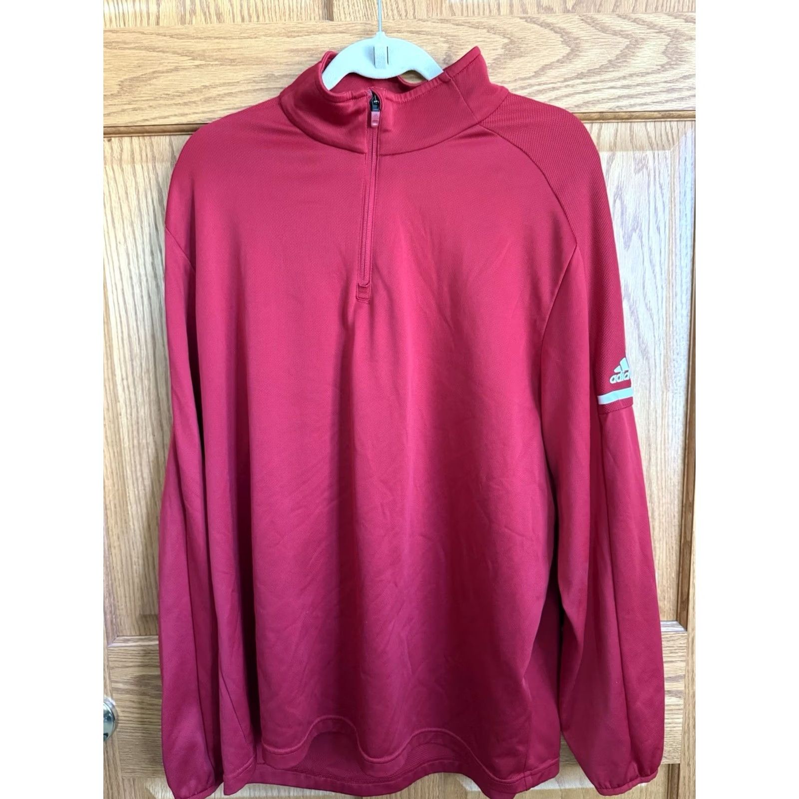 Adidas Adidas Red Three Stripe Pullover XL Zip Soccer Basketball Sport Mens Size US XL / EU 56 / 4 - 2 Thumbnail