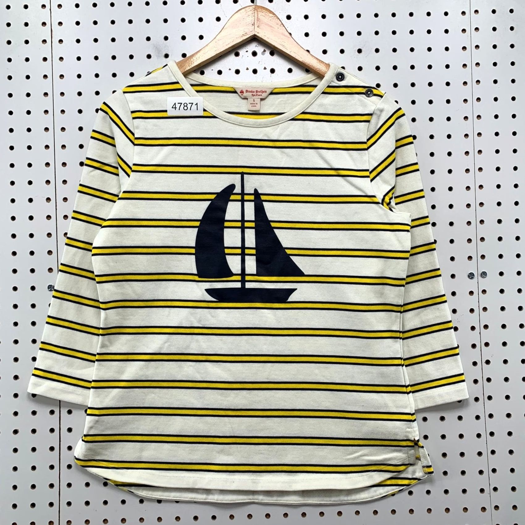 Brooks Brothers Brooks Brothers Fleece Top Womens Small White Striped 3/4 Sleeve Nautical Shirt SS Mens Women Girls Size S / US 4 / IT 40 - 2 Thumbnail
