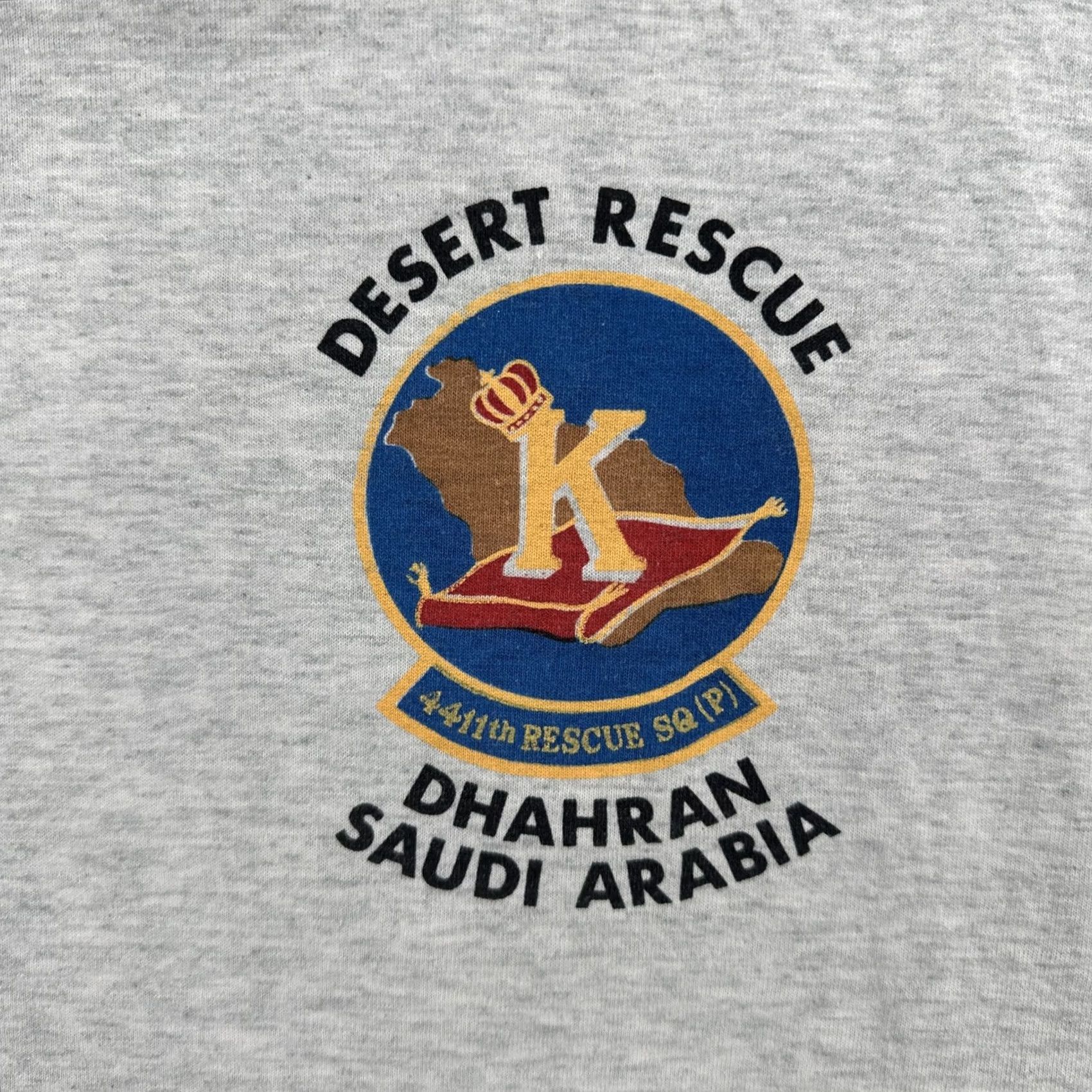 Fruit Of The Loom VINTAGE Fruit Of The Loom Shirt L Gray USA Made Desert Rescue Dhahran Saudi Arabia Mens 90s Army Patriotic Size US L / EU 52-54 / 3 - 7 Thumbnail