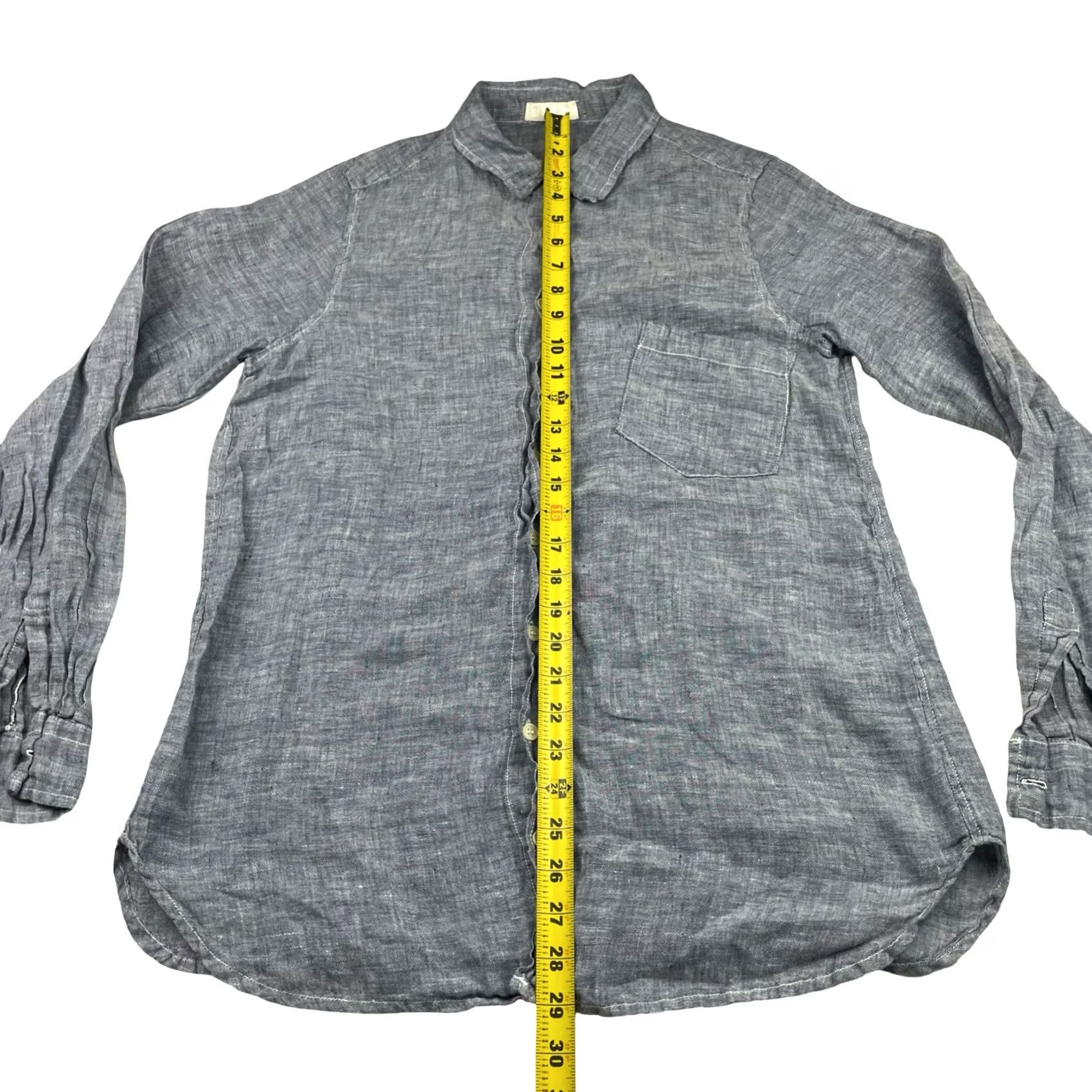 Vintage CP Shades Women’s Chambray Button Shirt Blue Small Long Sleeve Collared Casual Cotton Linen Modern Vintage: No Size S / US 4 / IT 40 - 4 Thumbnail