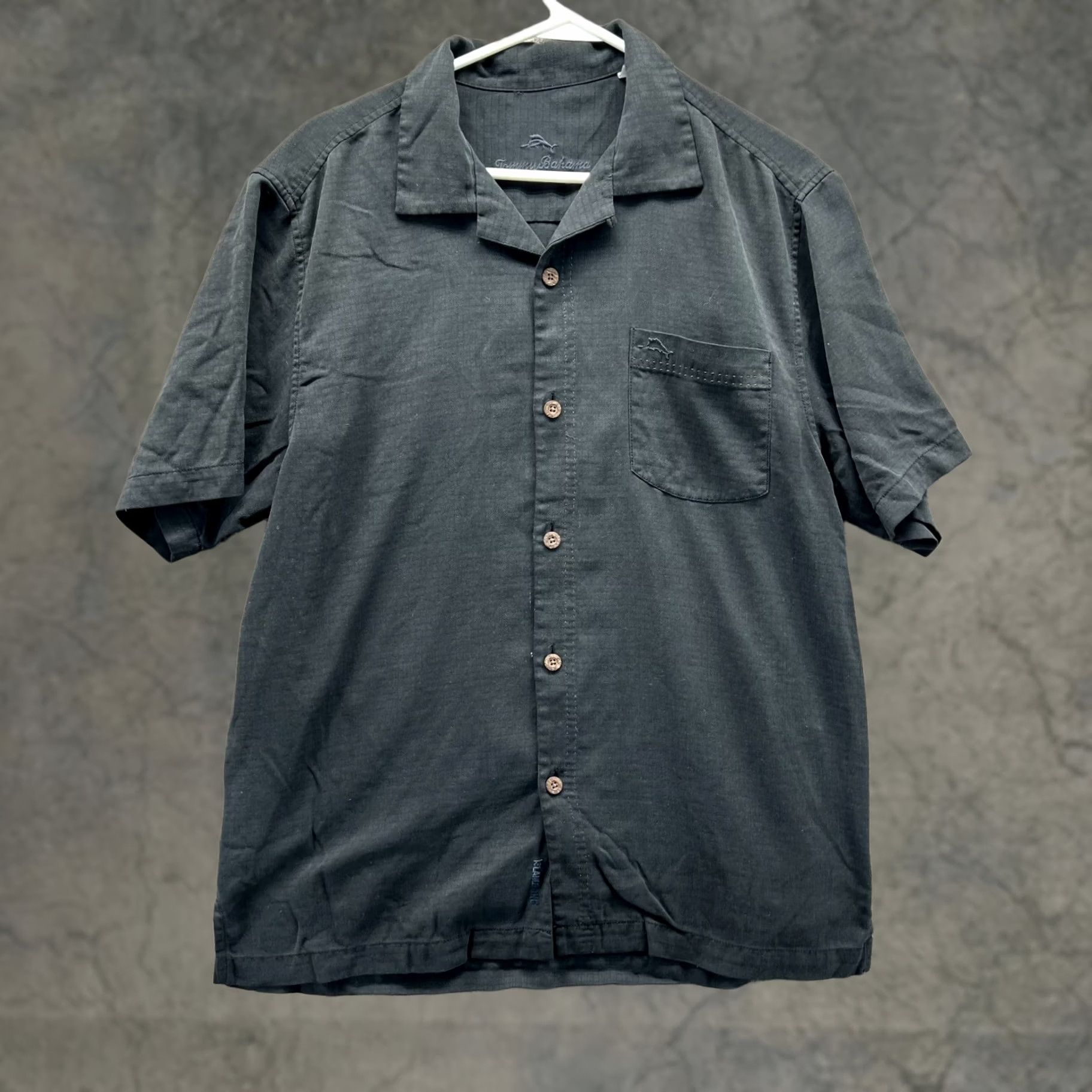 Tommy Bahama Tommy Bahama Shirt Mens M Black Button-Down Windowpane Silk Blank Camp Shirt Size US M / EU 48-50 / 2 - 1 Thumbnail