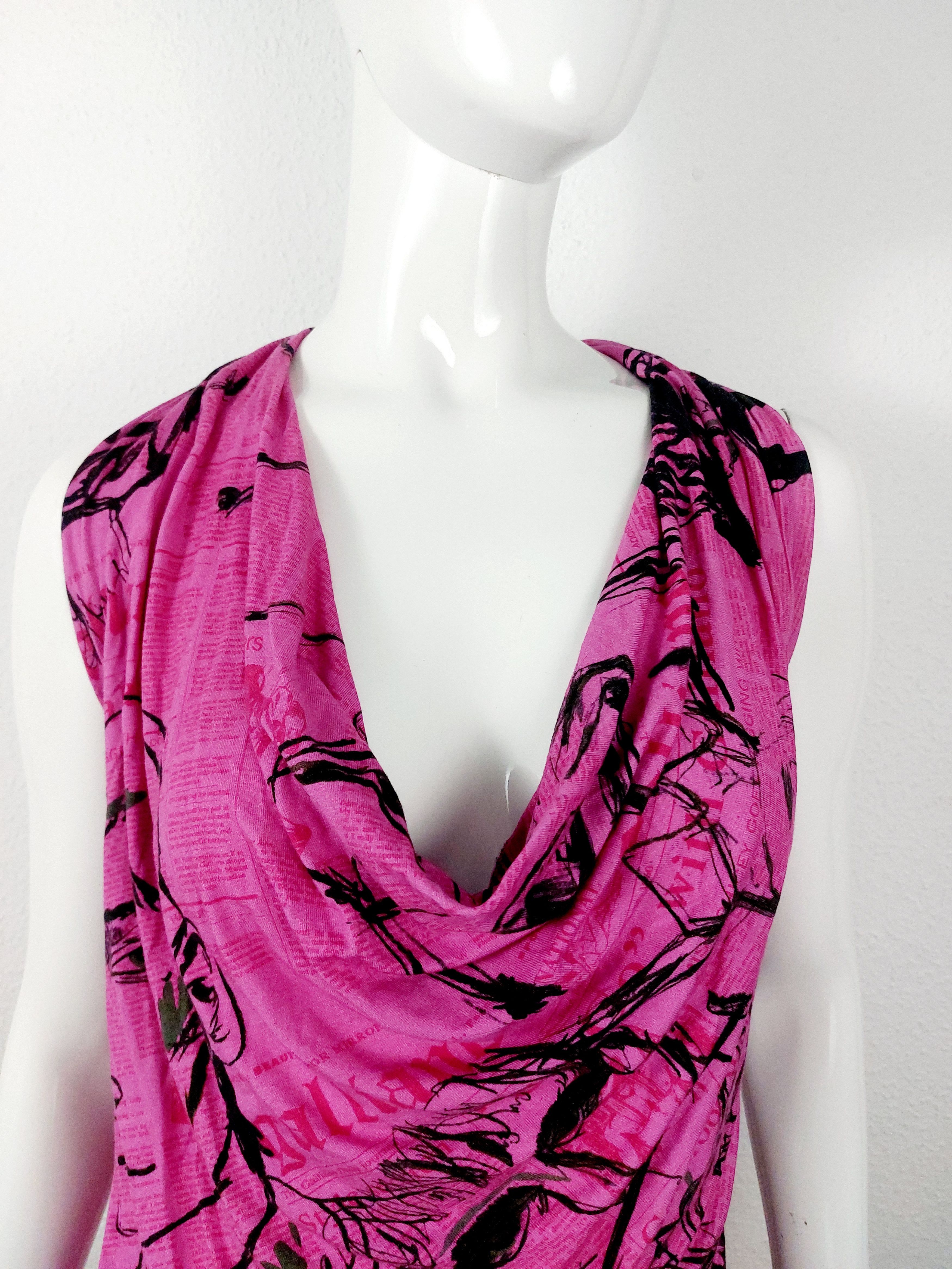 John Galliano John Galliano Pink Gazette Newspaper Sketch Face Pink Dress Size M / US 6-8 / IT 42-44 - 8 Thumbnail