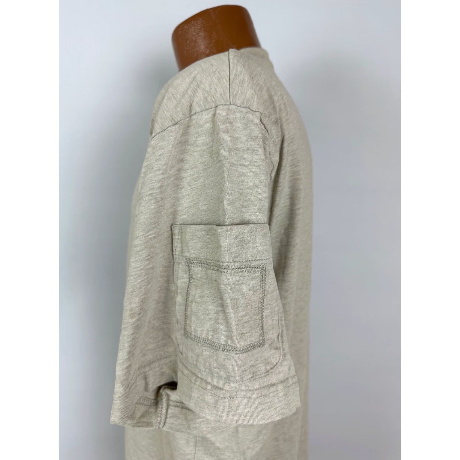 Vintage VINTAGE Sonoma V-Neck T-Shirt XL Men Heavyweight Casual 90s Minimal Pockets Beige Heather Sleeve-Pocket Old School 90s Mens Shirt Size US XL / EU 56 / 4 - 6 Thumbnail