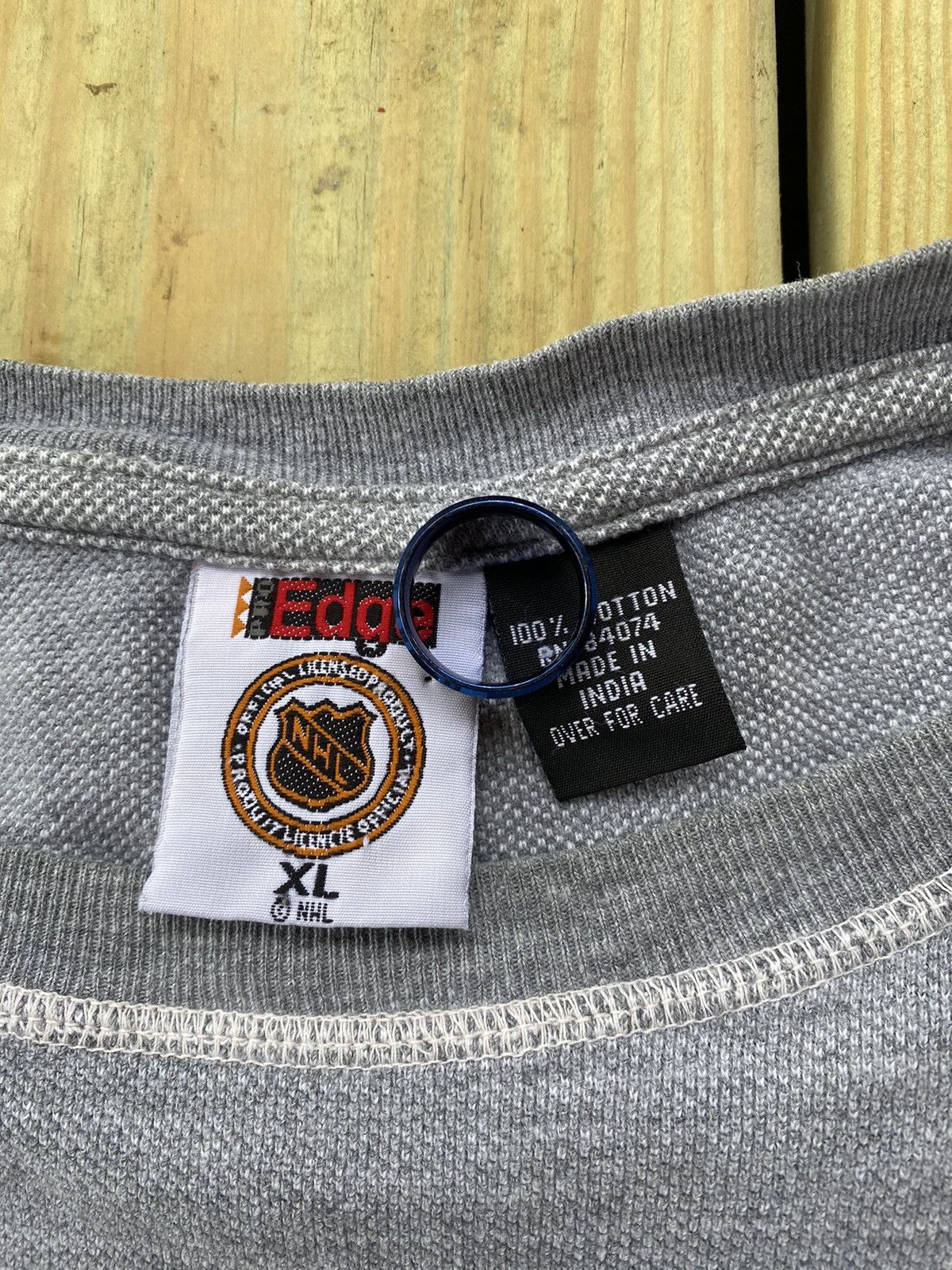 NHL × Vintage Vintage 90s gray detroit red wings boxy thermal crewneck Size US XL / EU 56 / 4 - 3 Thumbnail