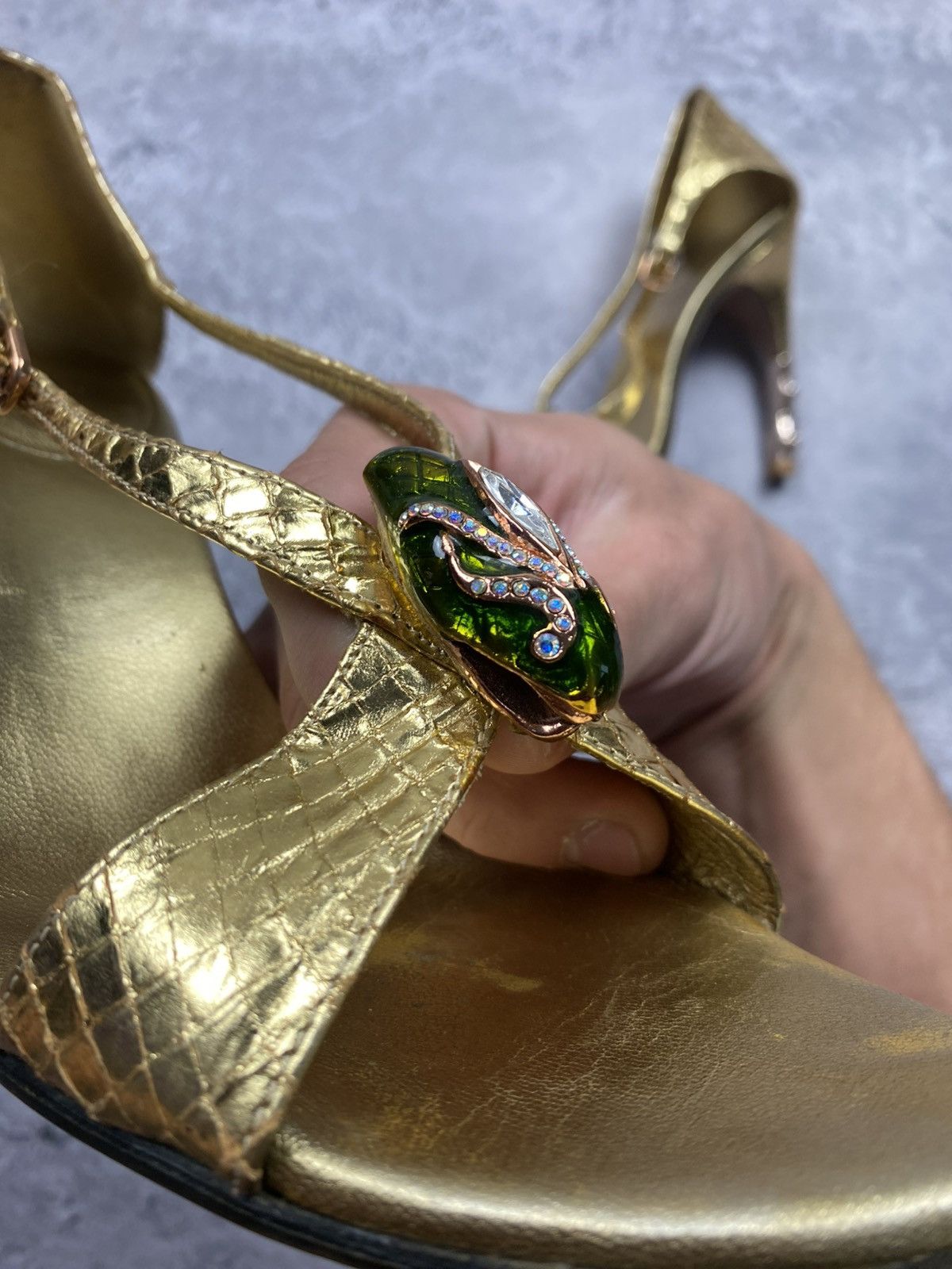 Gucci Gucci by Tom Ford SS04 Vintage Gold Python Bamboo Heel Snake Size US 7 / IT 37 - 12 Thumbnail