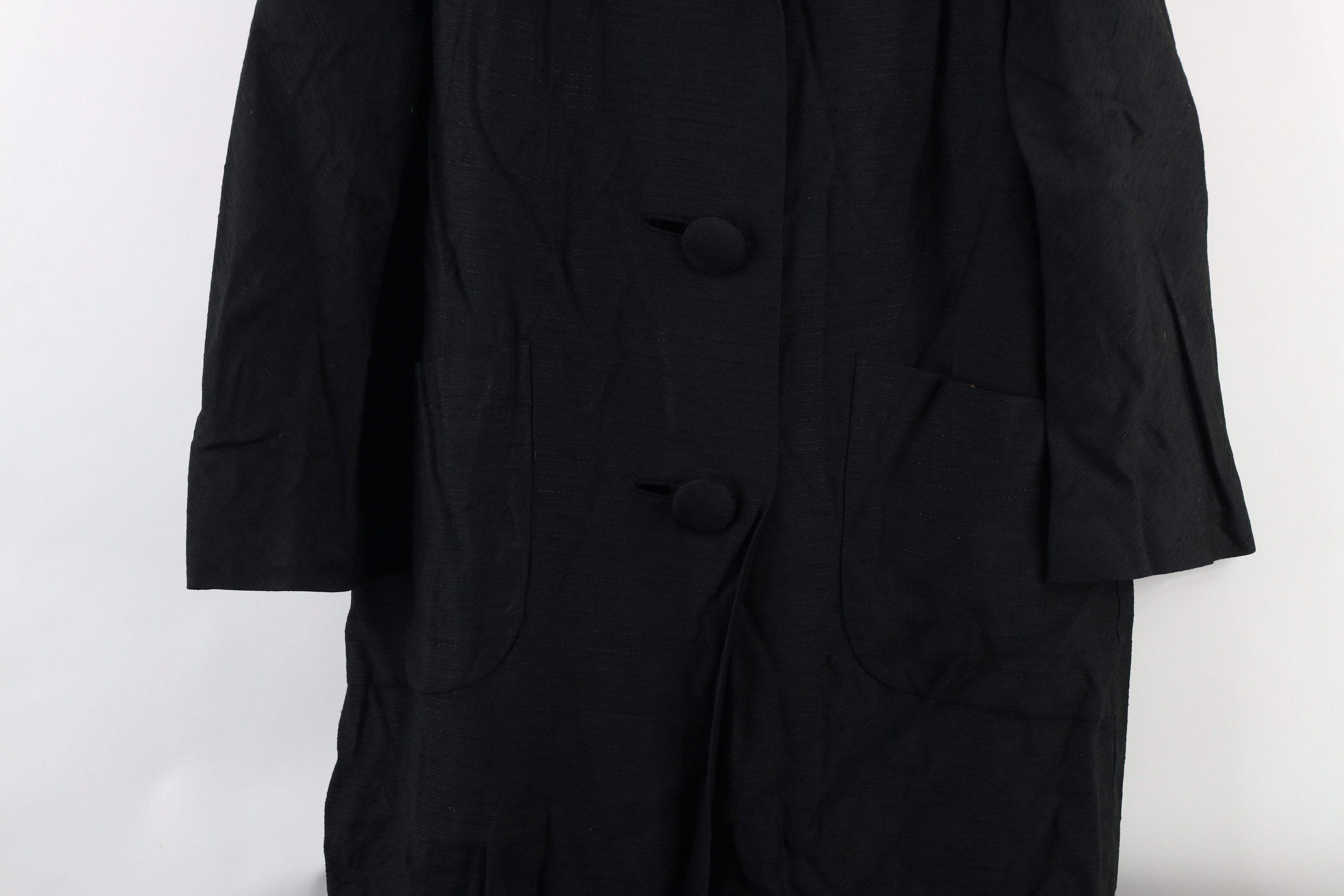 Vintage Vintage 50s 60s Rockabilly Rayon Big Button Trench Coat USA Size L / US 10 / IT 46 - 3 Thumbnail