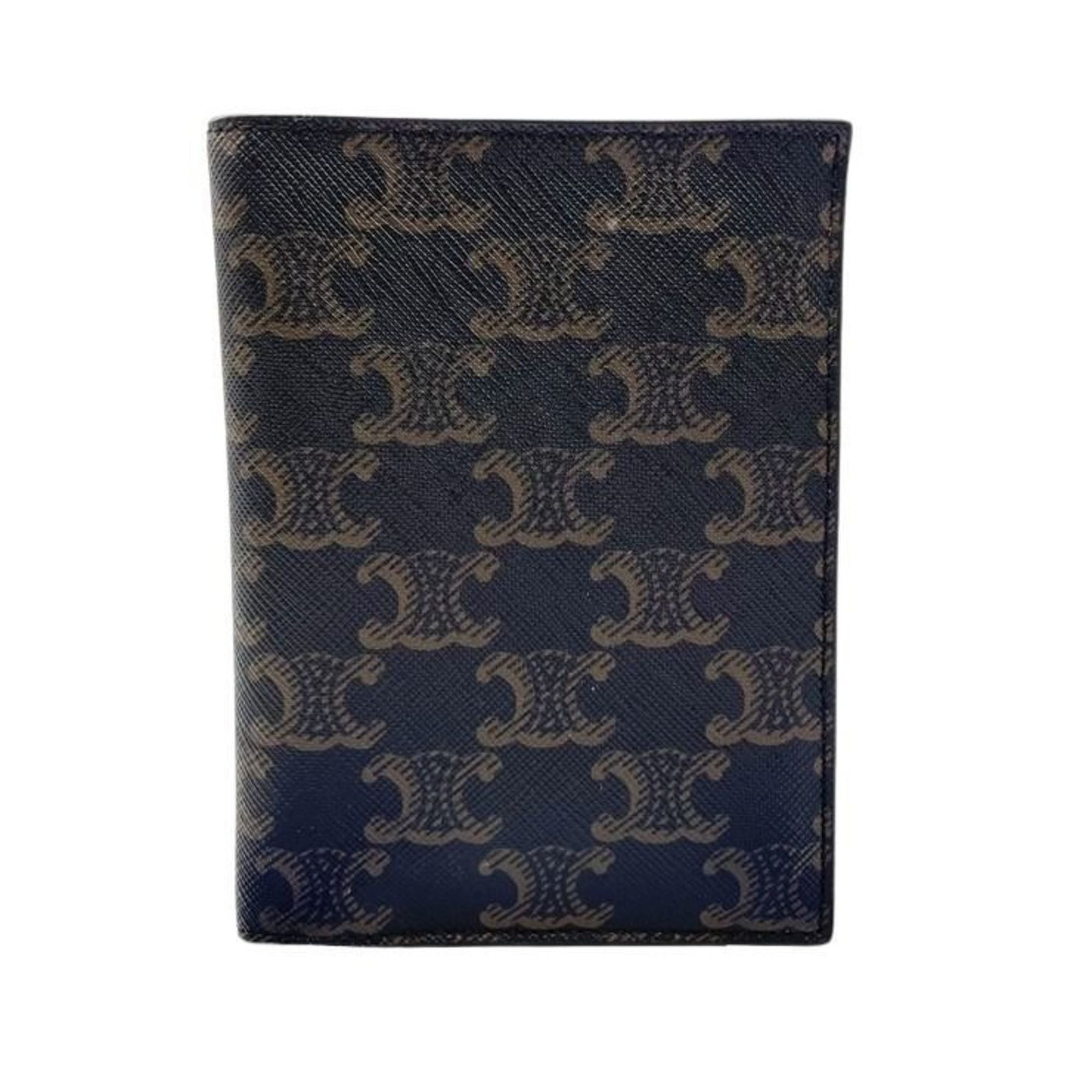 Celine Celine Passport Case Card Triomphe 4M3432AK1 Black x Tan Canvas Men's Women's Size ONE SIZE - 1 Thumbnail