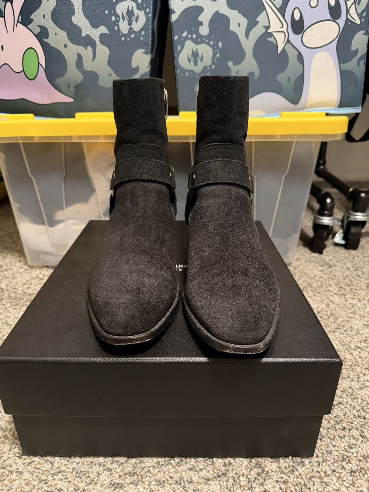 Saint Laurent Paris RARE FW13 Black Suede Harness Boot Size US 10.5 / EU 43-44 - 5 Thumbnail