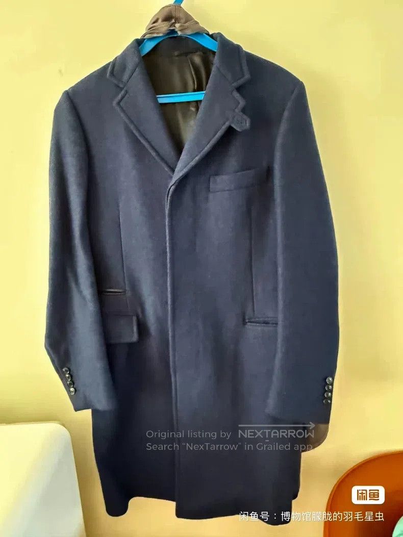 Hermes Hermes Midnight Blue Cashmere Coat with Leather Patch, Sup Size US S / EU 44-46 / 1 - 1 Thumbnail