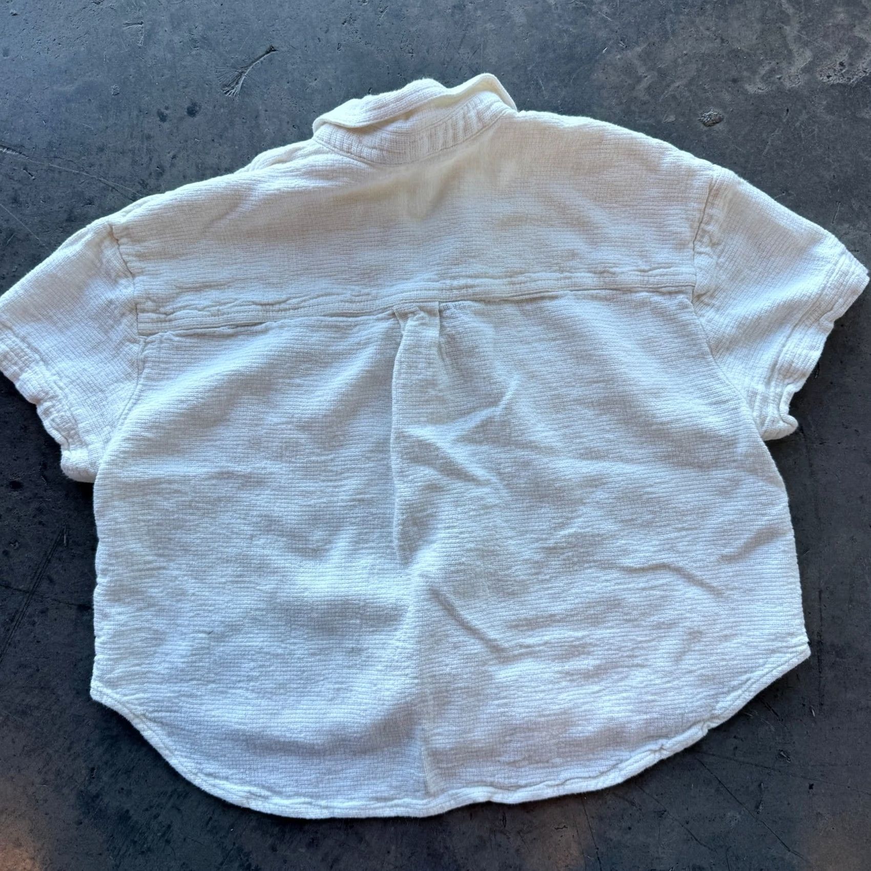 Madewell VINTAGE Madewell Cream Beige Short Sleeve Button Up Blouse M Women Size M / US 6-8 / IT 42-44 - 2 Thumbnail