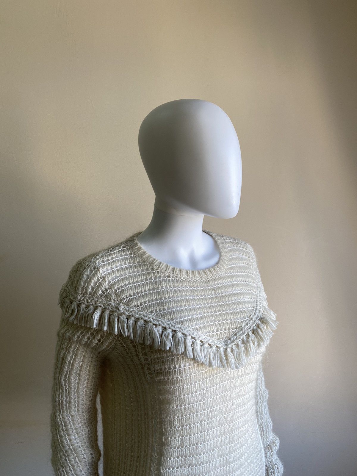 Sezane Sezane Womens Mohair/Wool Ivory Long Sleeve Knit Sweater XS Size XS / US 0-2 / IT 36-38 - 3 Thumbnail