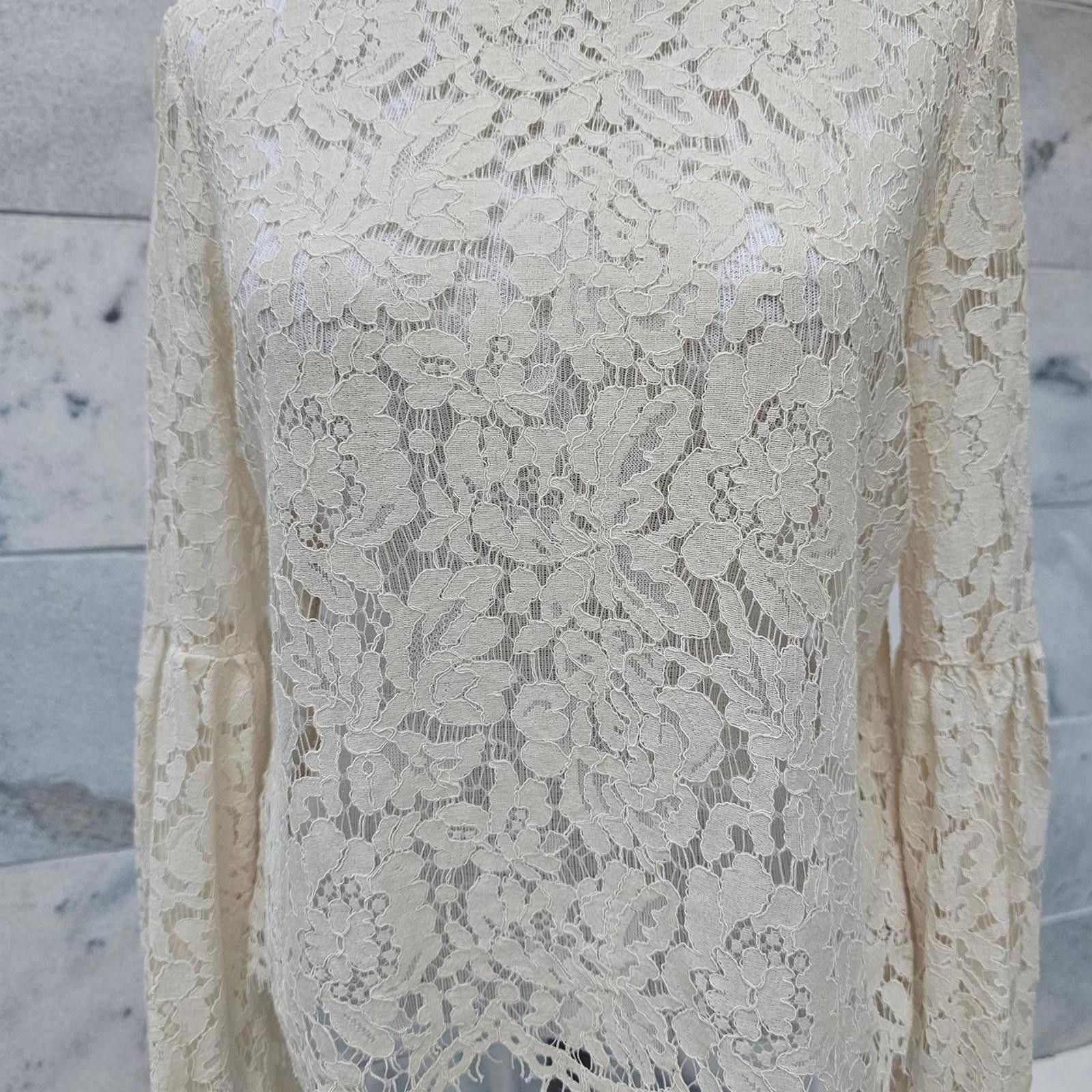Other Women's Lace Taylor and Sage Cream Shirt Size M / US 6-8 / IT 42-44 - 2 Thumbnail