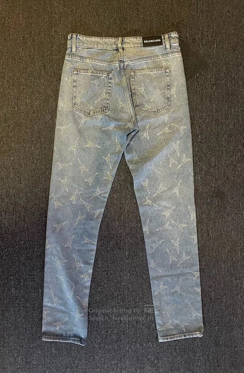 Other Balenciaga Denim Jeans with Paris Tower Rhinestones. Size US 29 - 4 Thumbnail