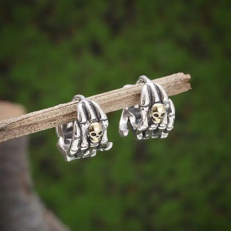 Jewelry × Vintage Gothic Skull Ghost Head Hand Earrings Size ONE SIZE - 1 Thumbnail