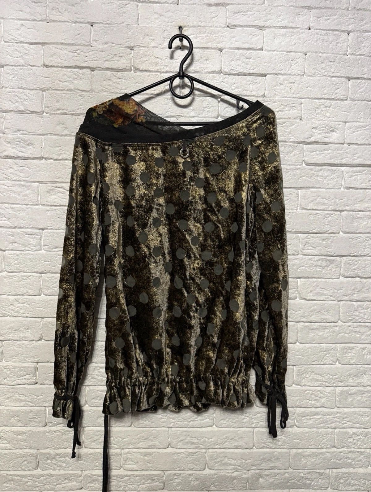 Other VTG Save The Queen Y2K Mesh Top Gold Metallic Polka Dot Size M / US 6-8 / IT 42-44 - 9 Thumbnail