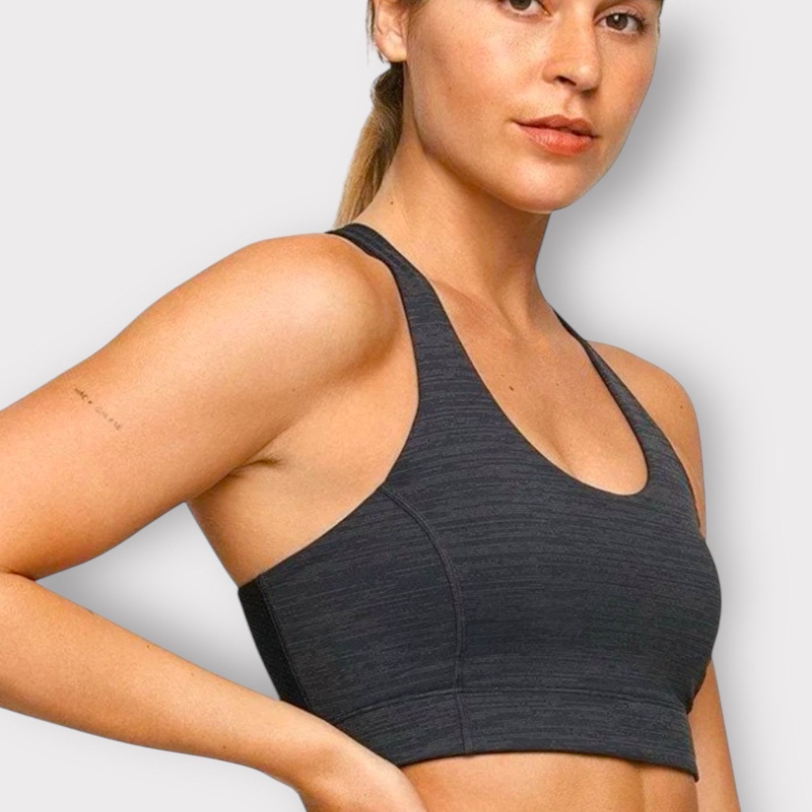 Outdoor Voices Doing Things Spellout Logo Sports Bra in Black, Women's (Size Small)