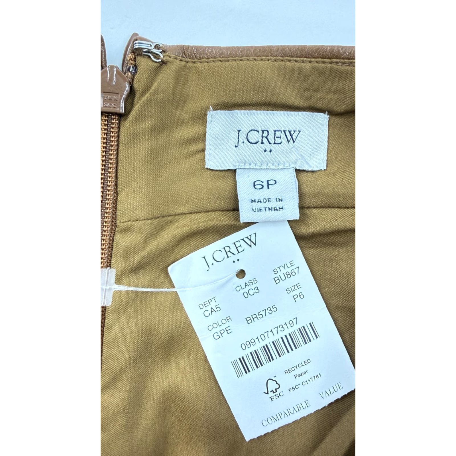 J.Crew J.Crew Skirt Womens 6P Brown Faux Leather Pencil Lined High Waist Mini Knee Length Zipper Size 28" / US 6 / IT 42 - 3 Thumbnail
