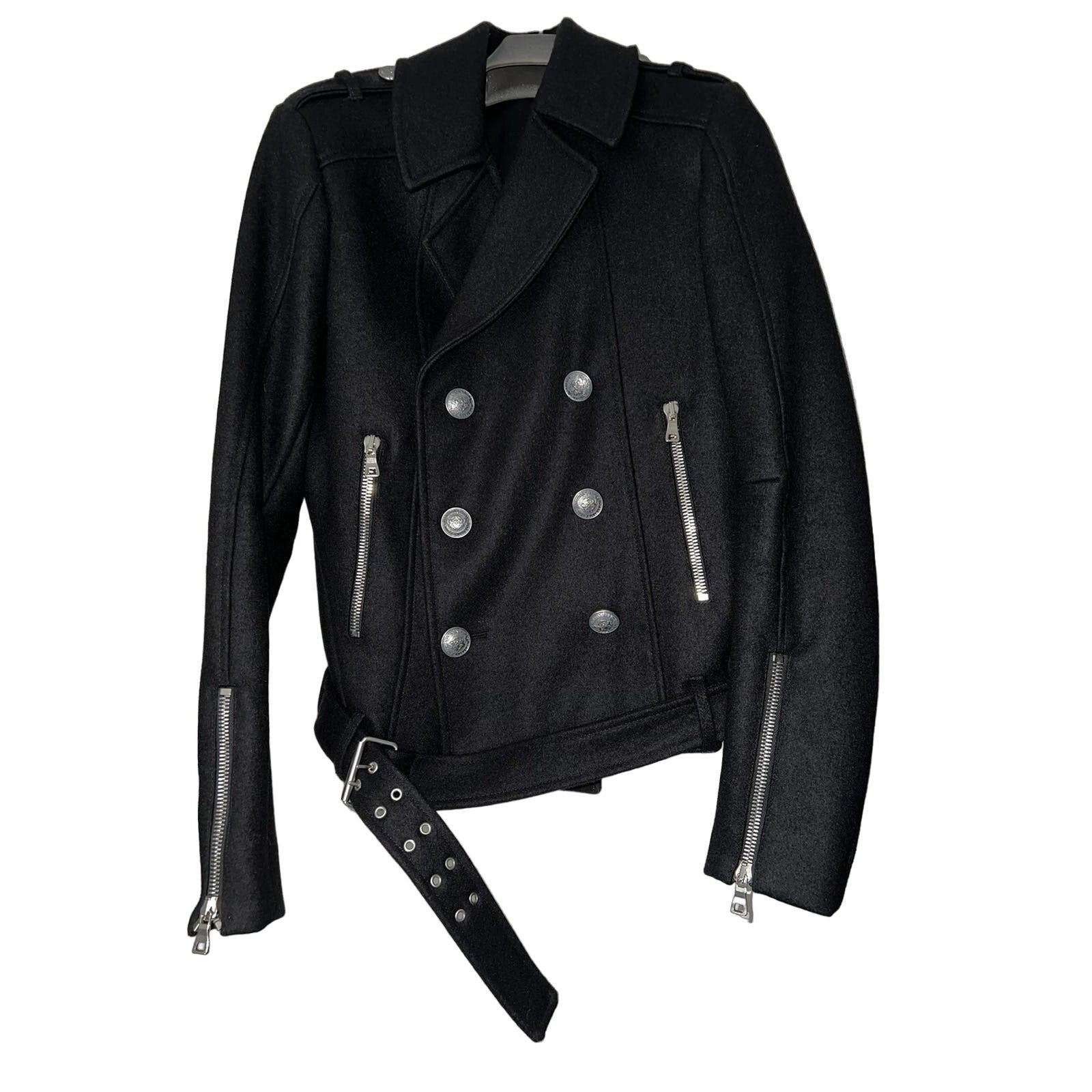Balmain Balmain Double Breasted Biker Peacoat/Blazer Size 48R - 4 Thumbnail
