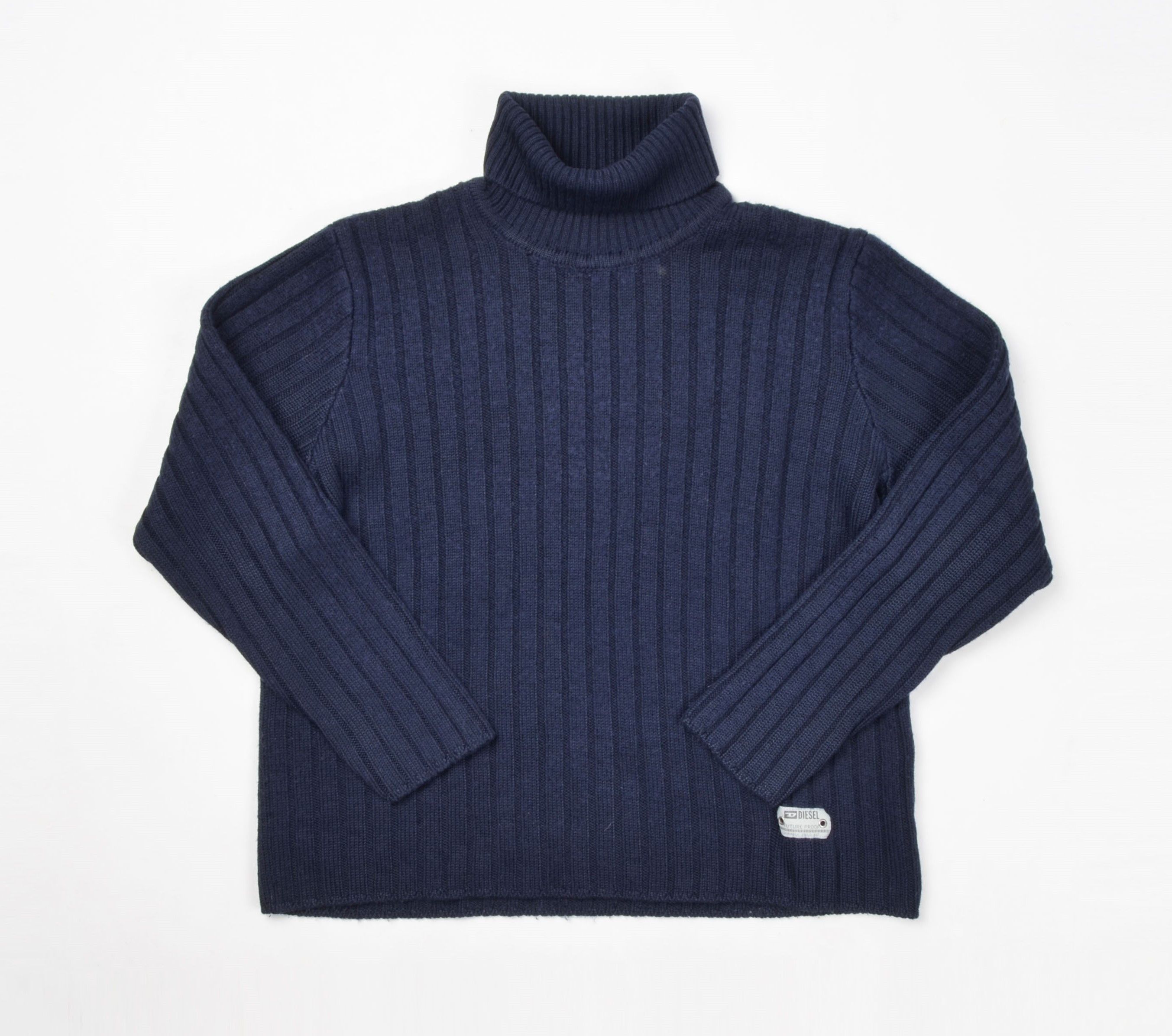 Diesel Vintage Diesel Y2K Ribbed Turtleneck Wool Blend Navy Sweater Size US M / EU 48-50 / 2 - 1 Thumbnail