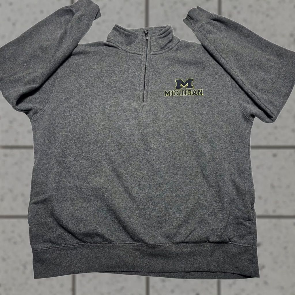 Vintage VINTAGE Gear For Sports Michigan Wolverines Quarter Zip Sweatshirt Men Small Grey Y2k Size US S / EU 44-46 / 1 - 1 Thumbnail