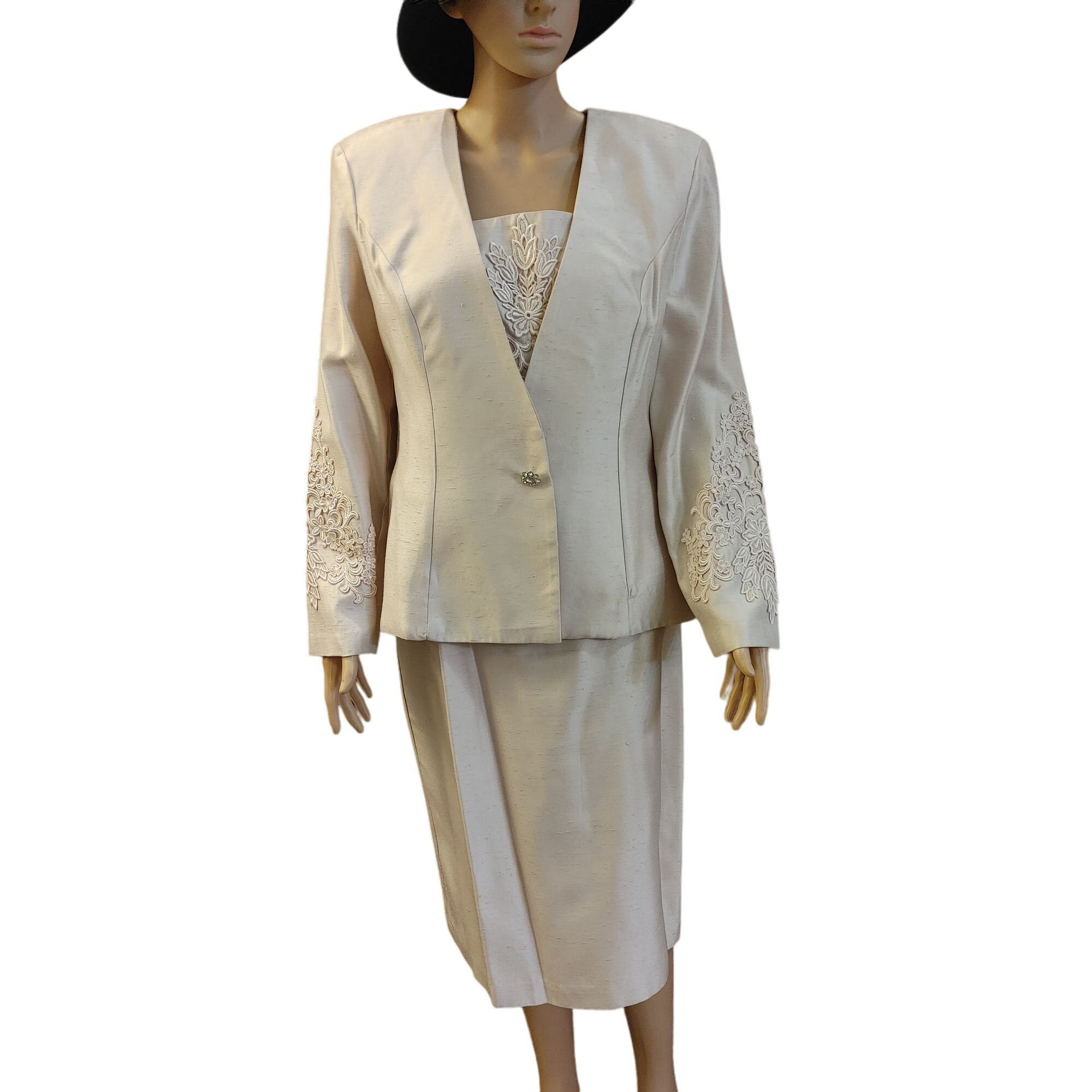 Kasper Karen Miller Woman's Beige 3pc Set Camisole + Long Sleeve Ja Size XL / US 12-14 / IT 48-50 - 2 Thumbnail