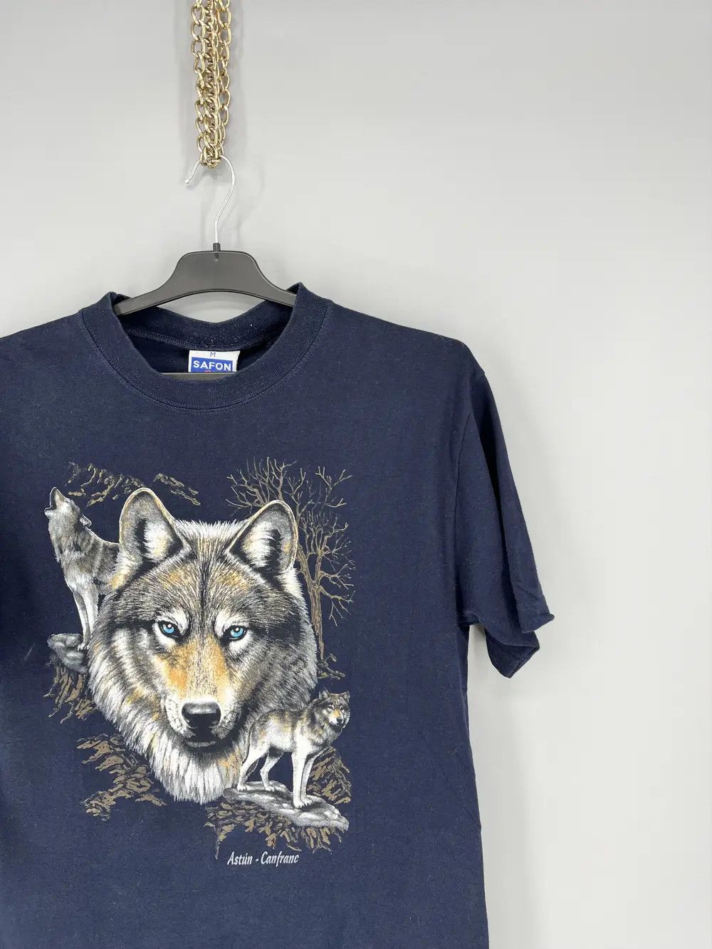 Vintage Vintage 90s Wolf Face Boxy Fit Tee Toys Rock Size M Size US M / EU 48-50 / 2 - 5 Thumbnail