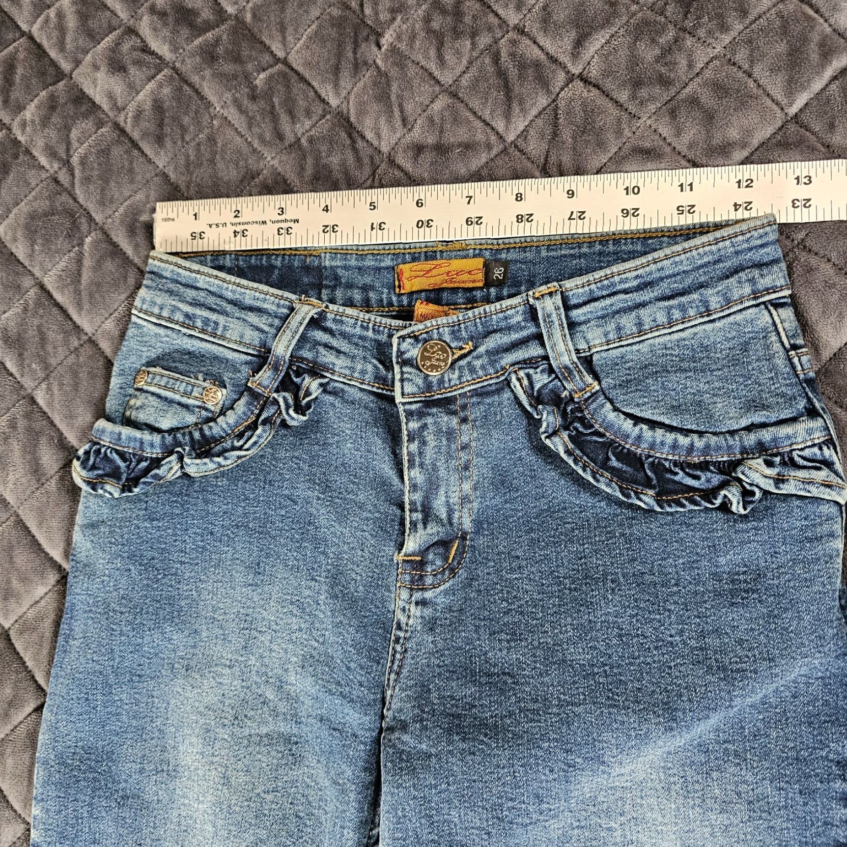 Denime VINTAGE Luc Jeans Womens Flared Denim Jeans Walnut 26 Waist Blue 90s Women's Size 26" / US 2 / IT 38 - 4 Thumbnail