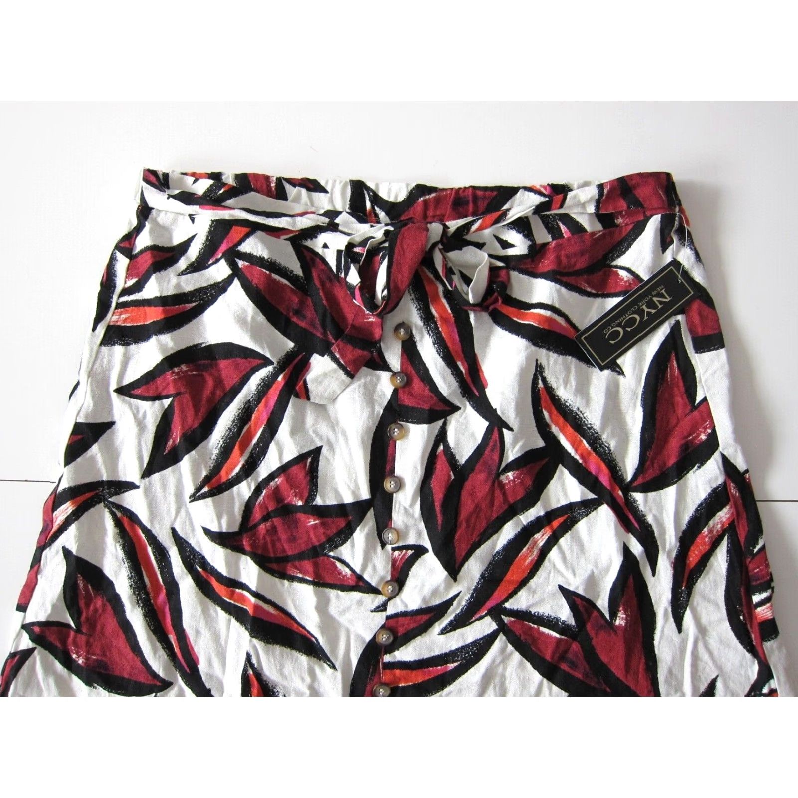 Vintage VINTAGE NYCC New York Clothing Co. Linen Rayon Floral Button Down A-Line Skirt XL Size 40" / US 18 - 3 Thumbnail