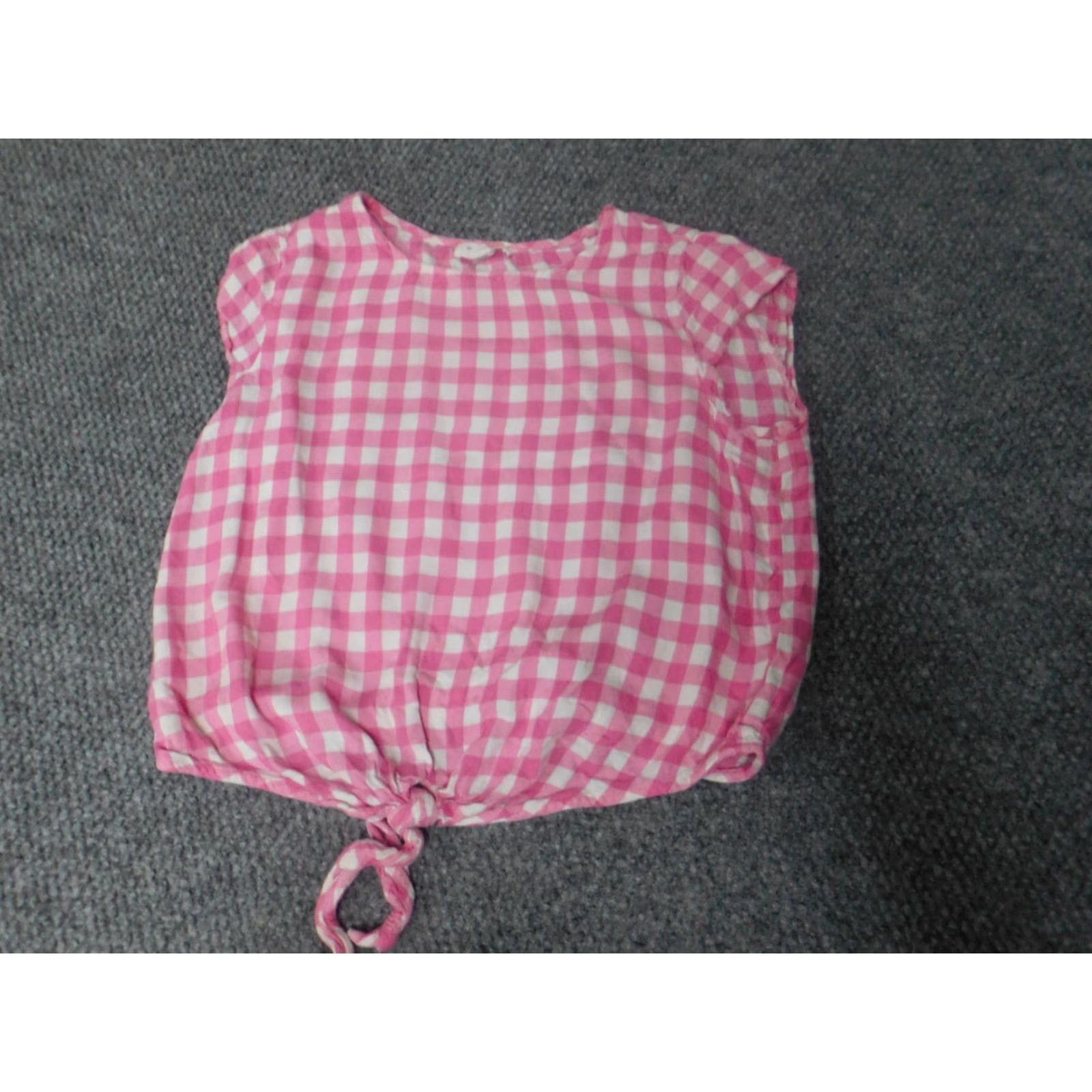 Vintage Beach Lunch Lounge Blouse Womens Small Pink Plaid Sleeveless Cap Neckline Collared Casual Basic 90s Beach Theme Ruffle Breathable Size S / US 4 / IT 40 - 2 Thumbnail