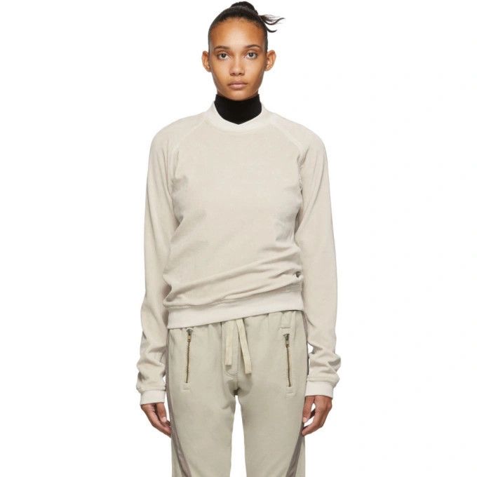 Haider Ackermann Beige Velour Freeman Sweatshirt Size XXS / US 00 / IT 34 - 2 Thumbnail