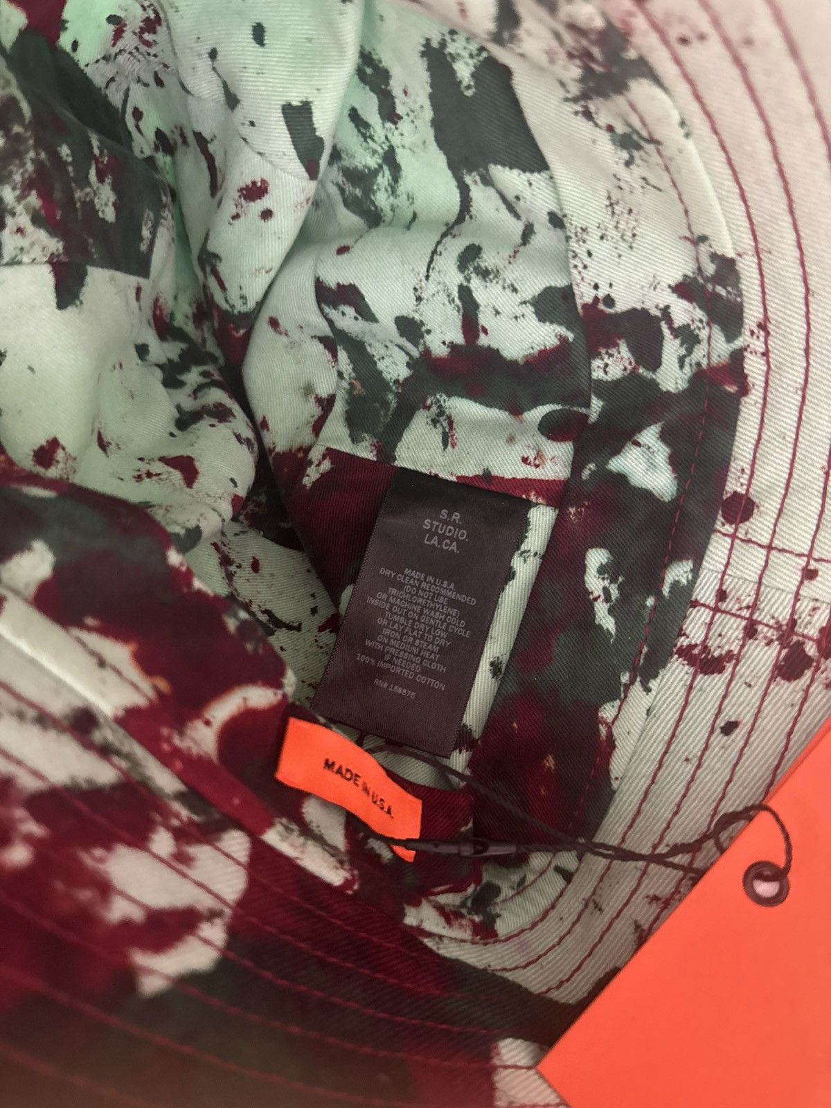 Sterling Ruby S.R Studios Mint Green & Red Hand-Dyed SOTO Bucket Hat Size ONE SIZE - 4 Thumbnail