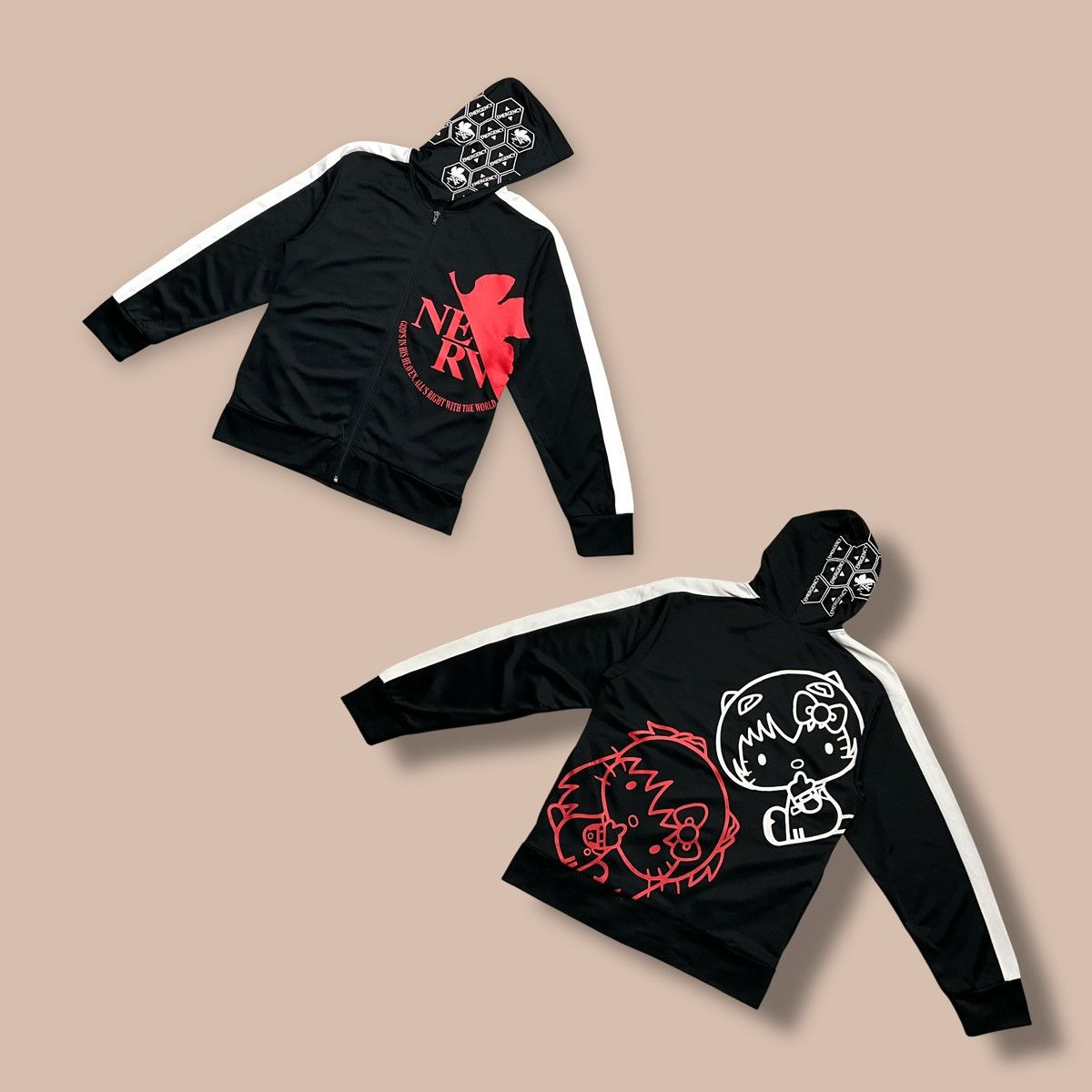 Anime 2012 Hello Kitty x Evangelion Nerv Zipper Polyester Hoodie Size US M / EU 48-50 / 2 - 1 Thumbnail