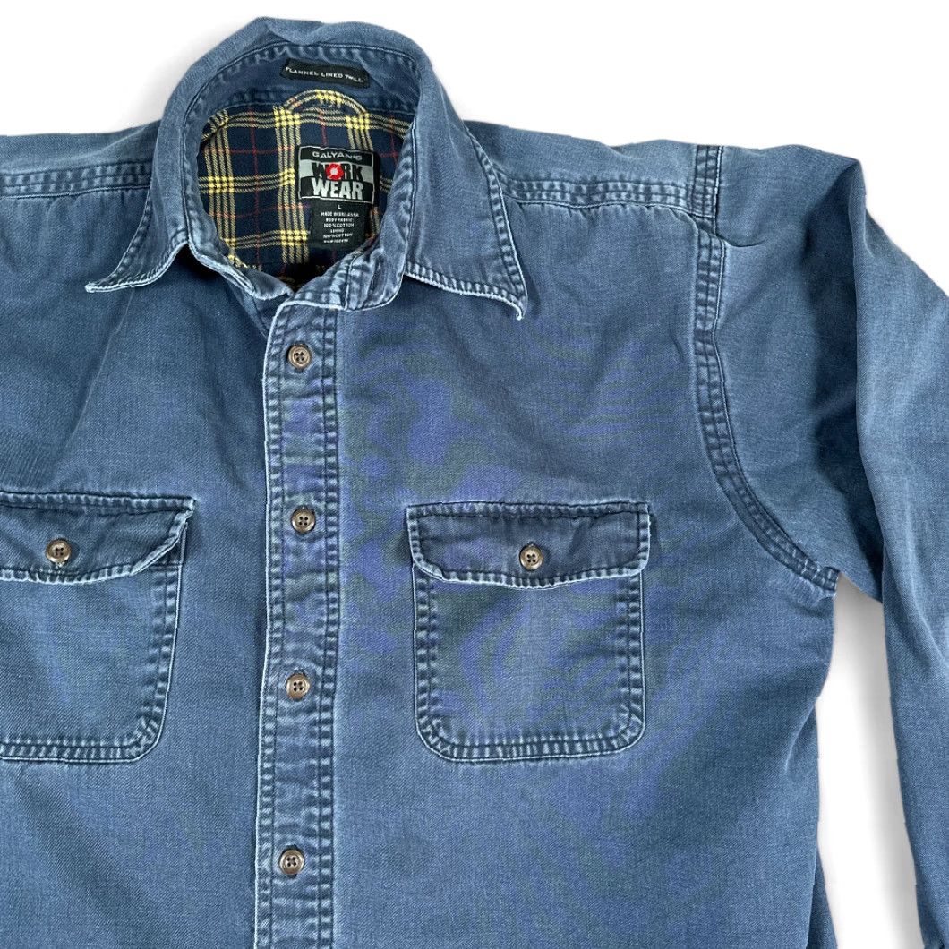 Vintage VINTAGE Galyans Shirt Blue Flannel Lined Workwear Chore Barn 90s Adult LARGE Cotton Button-Up Long Sleeve Men Size US L / EU 52-54 / 3 - 2 Thumbnail