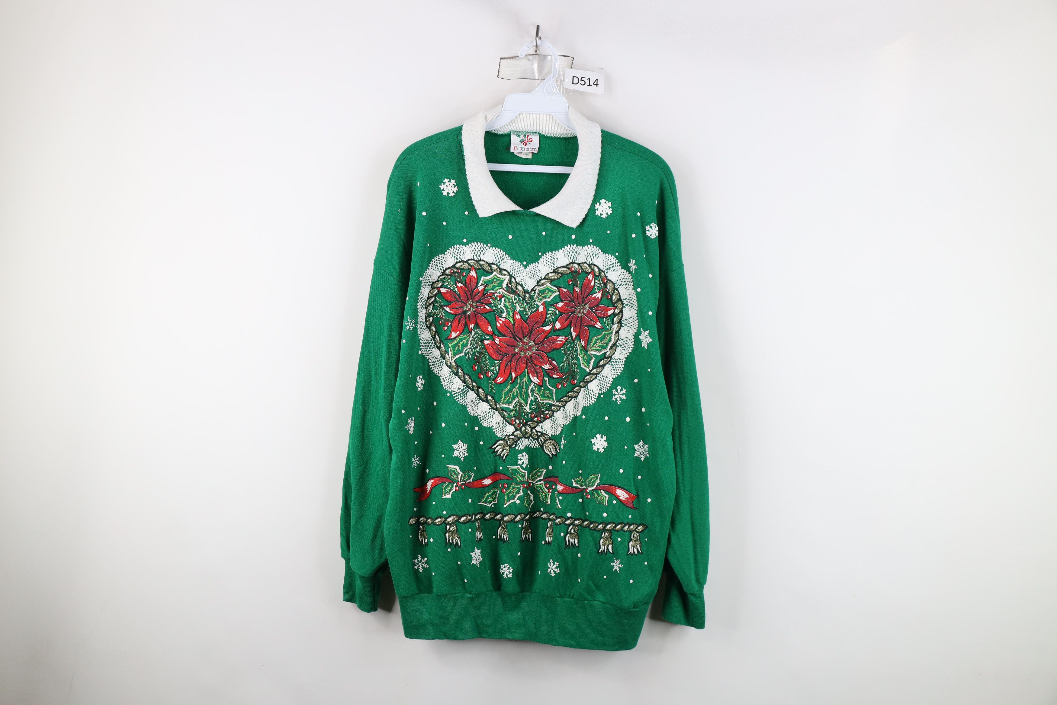 Vintage Vintage 90s Streetwear Over Print Collared Sweatshirt USA Size XXL / US 16-18 / IT 52-54 - 1 Thumbnail