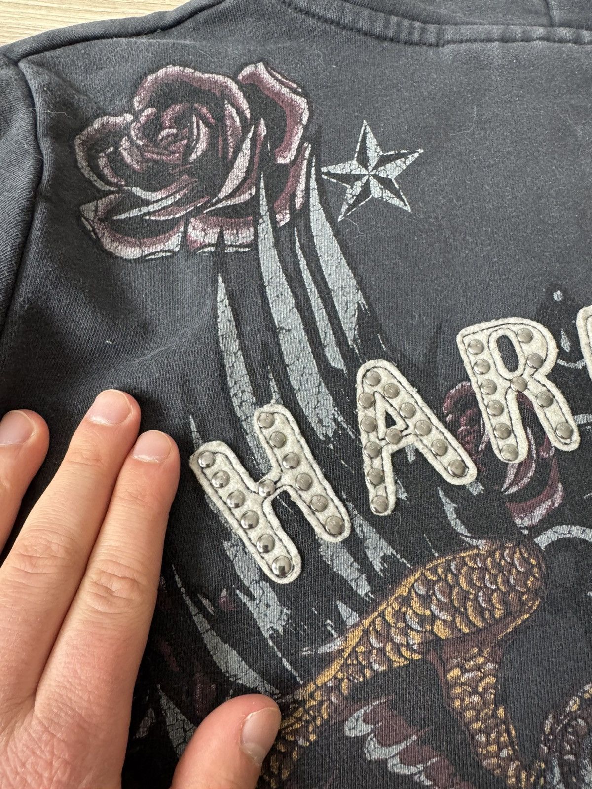 Harley Davidson Vintage Y2K Harley Davidson Tattoo Print Faded Hoodie Size L / US 10 / IT 46 - 9 Thumbnail